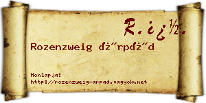 Rozenzweig Árpád névjegykártya
